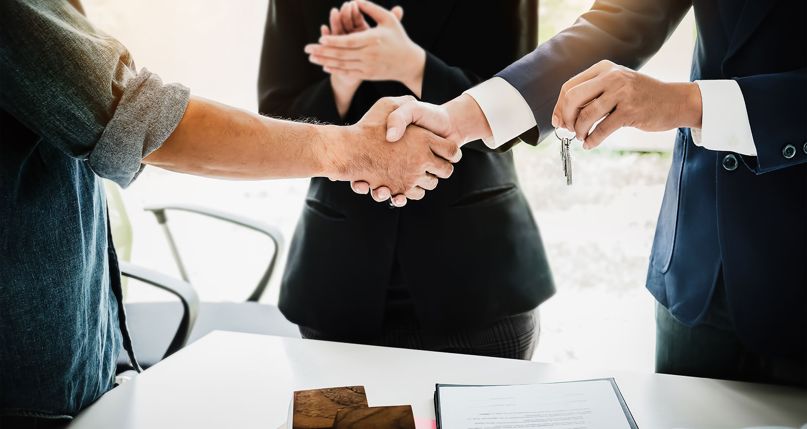 Businessman shaking hands with a customer